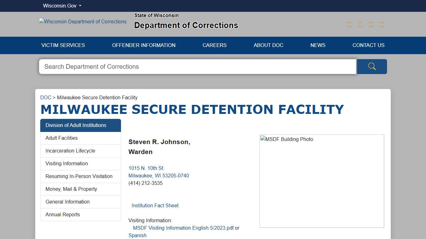 DOC Milwaukee Secure Detention Facility
